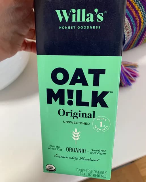 Willa'S Organic Oat Milk Original Unsweetened