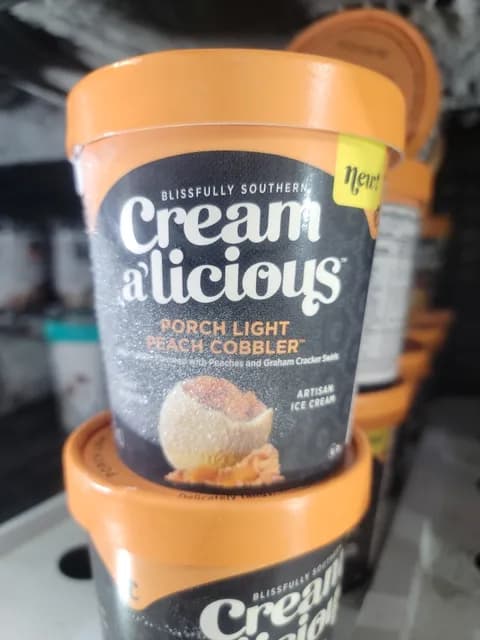 Creamalicious Porch Light Peach Cobbler Artisan Ice Cream