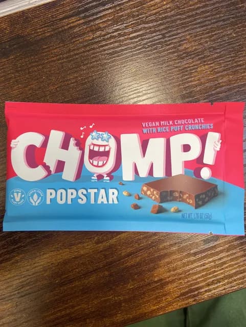 Chomp! Popstar Vegan Milk Chocolate With Puff Rice Crunchies