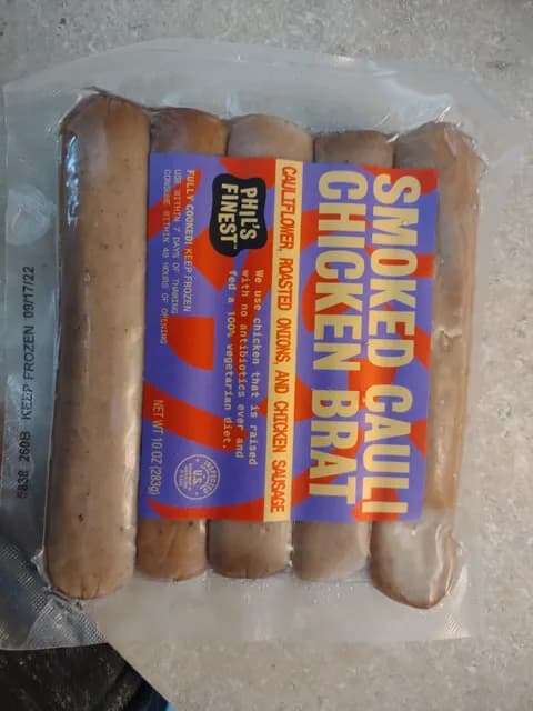 Phil'S Finest Smoked Cauli Chicken Brat Sausage