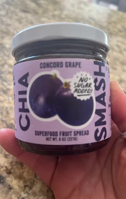 Chia Smash No Sugar Added Concord Grape Superfood Fruit Spread
