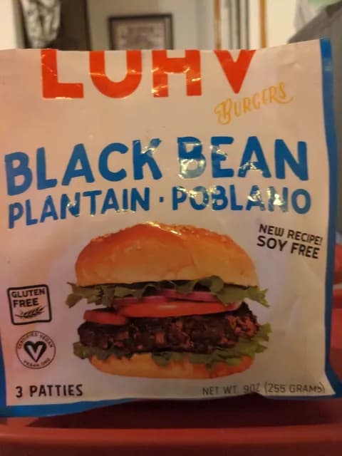 Luvh Food Black Bean Plantain Poblano Burger Patty