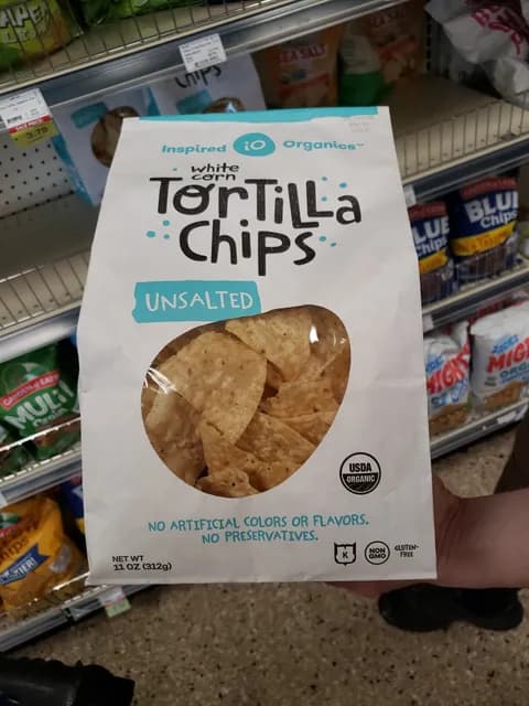 Inspired Organics Unsalted White Corn Tortilla Chips