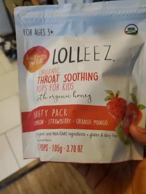 Lolleez Organic Throat Soothing Pops For Kids With Organic Honey Variety