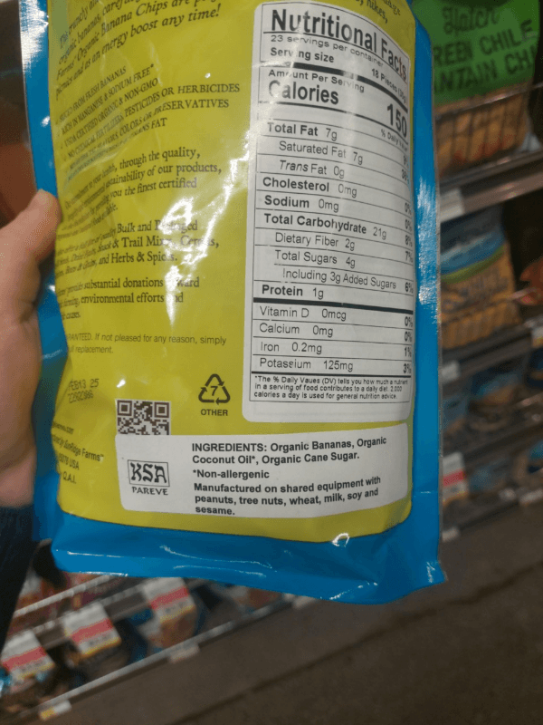 Sunridge Farms Dried Fruits Organic Banana Chips