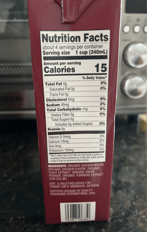 Is it Fructose Free? Trader Joe's Organic Low Sodium Chicken Broth