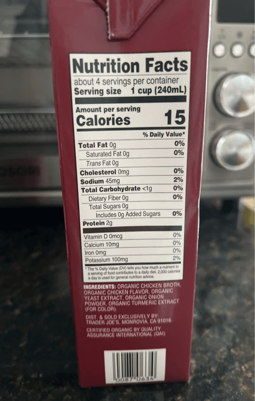 Trader Joe's Organic Low Sodium Chicken Broth