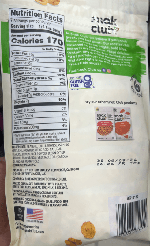 Snak Club Chili Lemon Peanuts