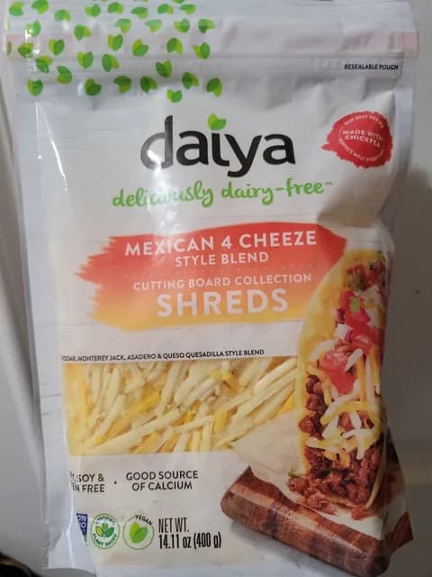 Daiya Deliciously Dairy-Free Mexican 4 Cheese Style Blend Cutting Board Collection Shreds