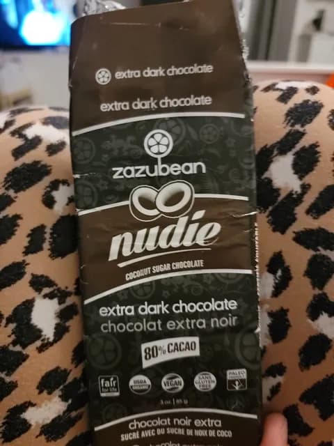 Zazubean Nudie Extra Dark Chocolate Bar