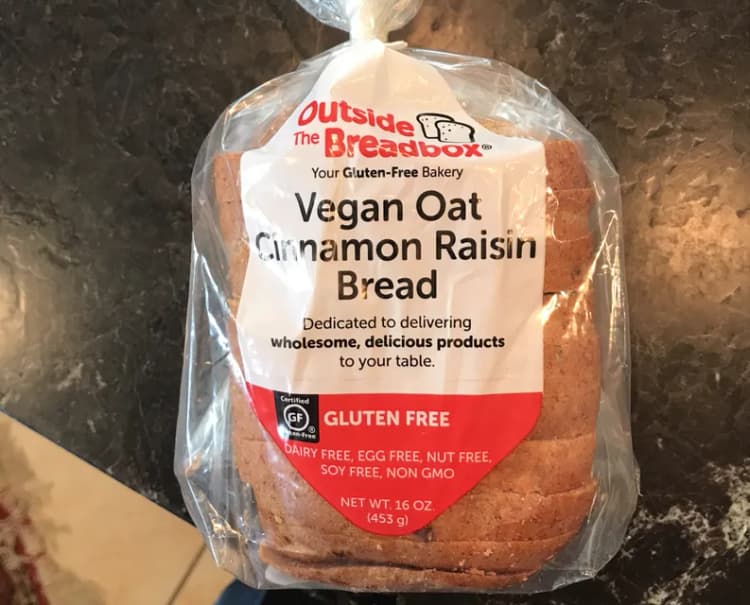 Outside The Breadbox Gluten Free Vegan Oat Cinnamon Raisin Bread