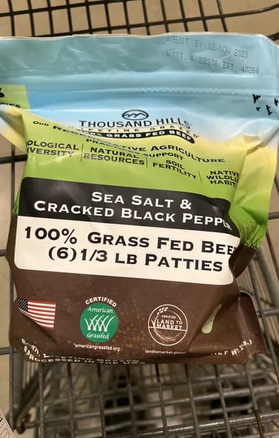 Thousand Hills Sea Salt & Cracked Black Pepper 100% Grass Fed Beef Patties