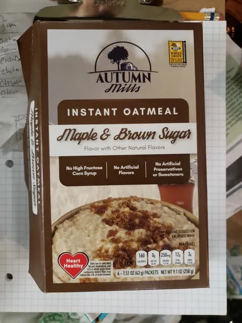 Autumn Mills Maple & Brown Sugar Instant Oatmeal