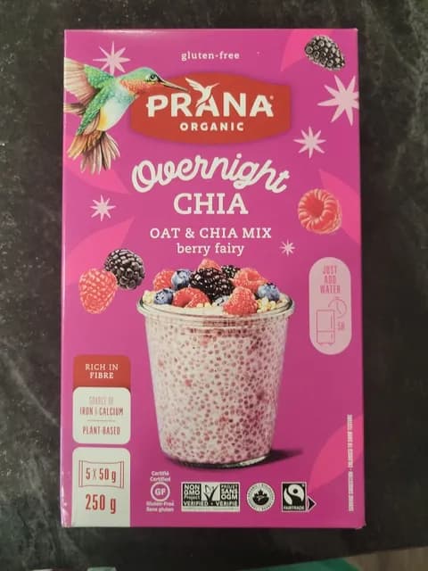 Prana Organic Overnight Chia Oat & Chia Mix Berry Fairy