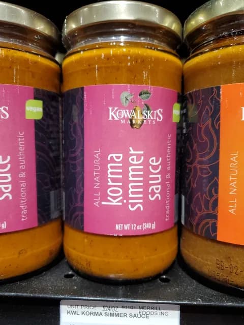 Kowalski'S Markets All Natural Korma Simmer Sauce
