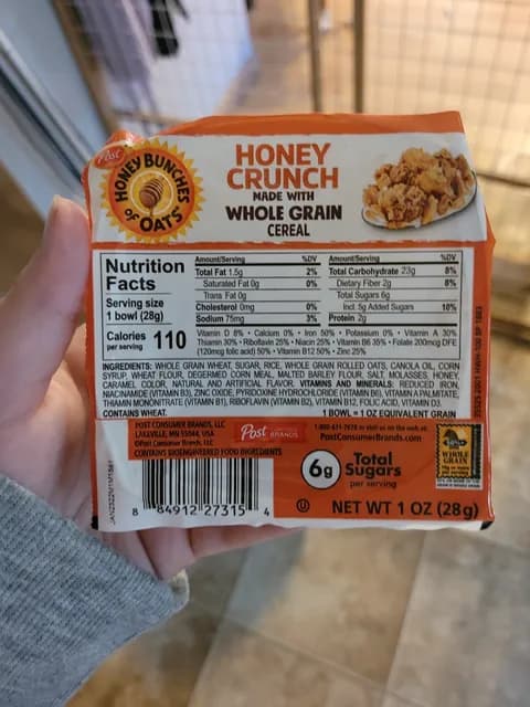 Post Honey Bunches Of Oats Honey Crunch Made With Whole Grain Cereal