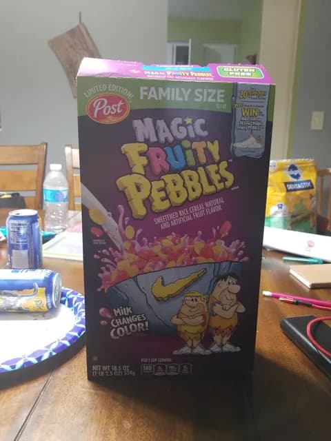 Post Magic Fruity Pebbles Sweetened Rice Cereal Natural And Artificial Fruit Flavor