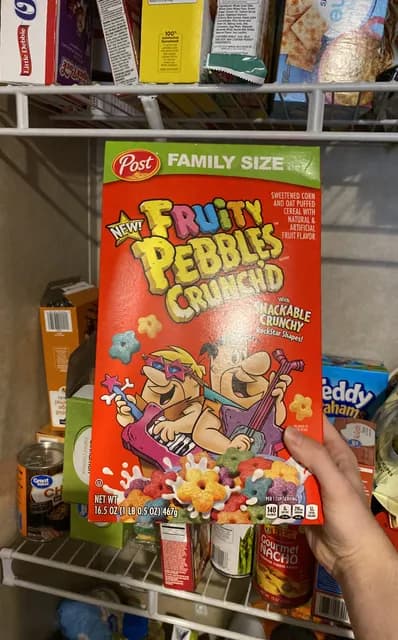 Post Family Size Fruity Pebbles Crunch'D Sweetened Corn And Oat Puffed Cereal