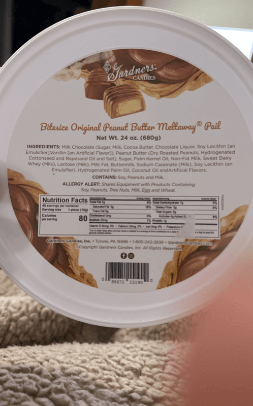 Gardners Candies Bitesize Original Peanut Butter Meltaway Pail