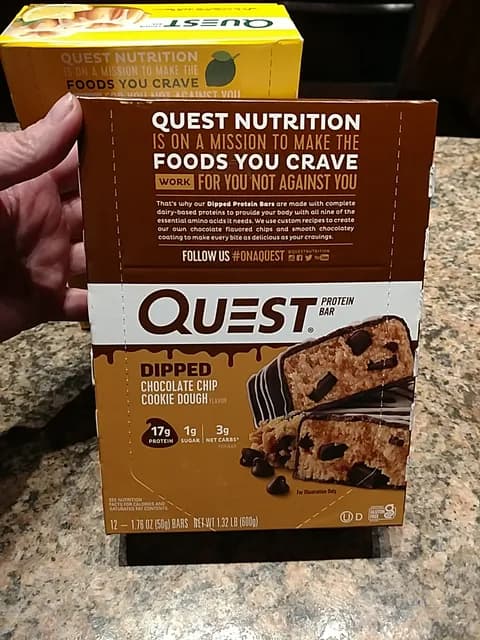 Quest Protein Bar Dipped Chocolate Chip Cookie Dough Flavor