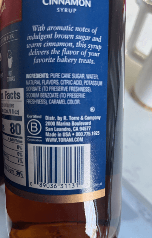 Torani Brown Sugar Cinnamon Syrup