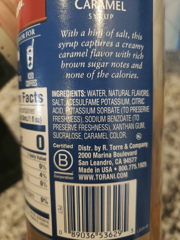 Torani Sugar Free Salted Caramel Syrup