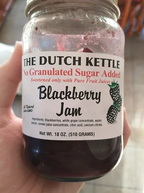 The Dutch Kettle No Sugar Added Blackberry Jam