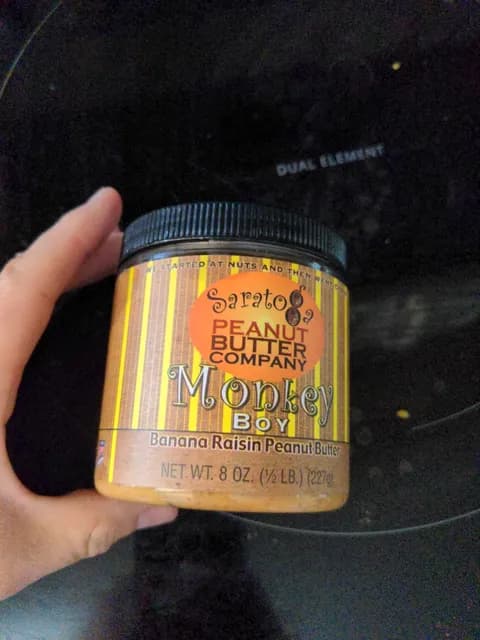 Saratoga Peanut Butter Company Monkey Boy Banana Raisin Peanut Butter