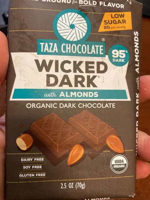 Taza Chocolate Wicked Dark With Almonds Organic Dark Chocolate