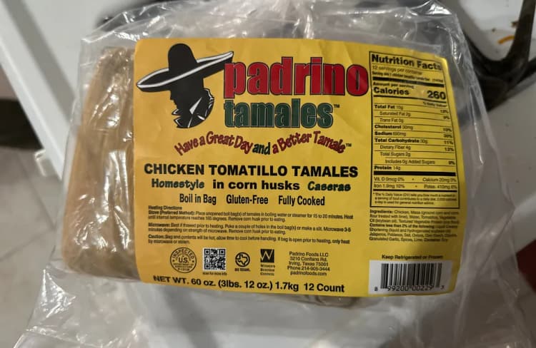 Padrino Foods Tamales Chicken Tomatillo Tamales Homestyle In Corn Husks Caseras