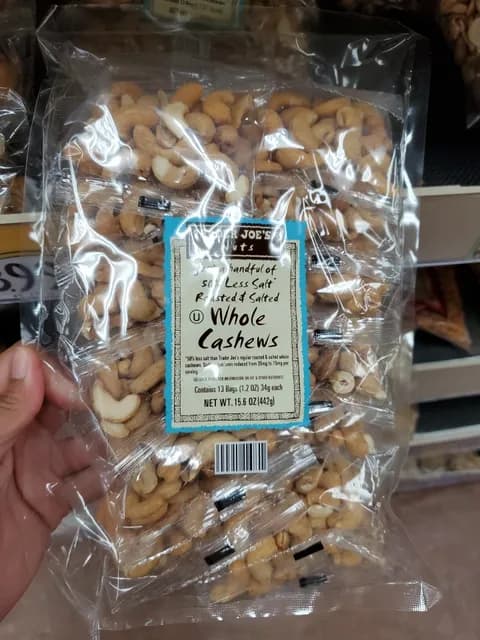 Trader Joe'S Just A Handful Of 50% Less Salt Roasted & Salted Whole Cashews