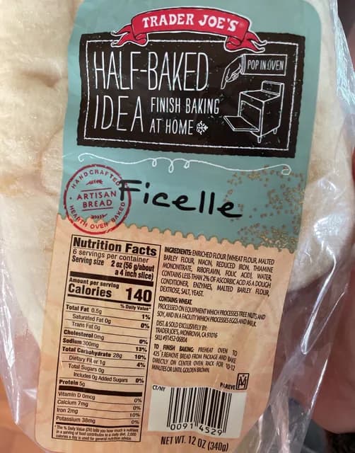 Is it Tree Nut Free? Trader Joe's Half-baked Idea Artisan Bread Ficelle