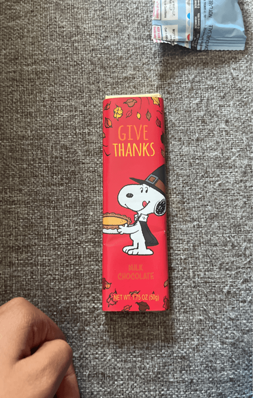 Peanuts By Astor Chocolate Give Thanks Milk Chocolate Bar