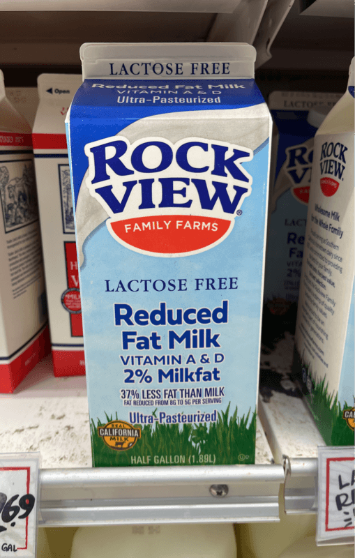 Rock View Family Farms Lactose Free Reduced Fat Milk