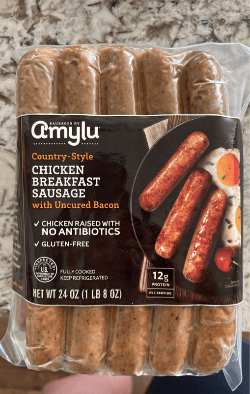 Amylu Country Style Chicken Breakfast Sausage With Uncured Bacon