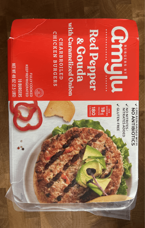 Amylu Red Pepper & Gouda With Caramelized Onion Charbroiled Chicken Burgers