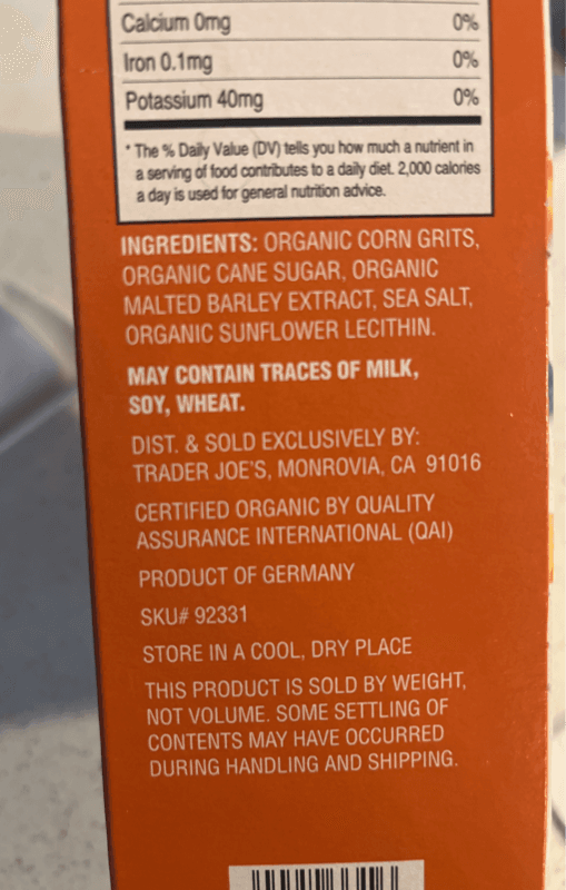 Trader Joe'S Organic Corn Flakes Cereal