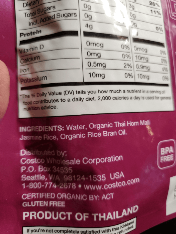 Kirkland Signature Organic Thai Hom Mali Jasmine Rice