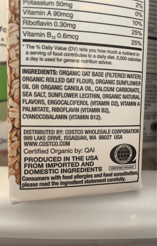 Kirkland Signature Oat Organic Non-Dairy Beverage