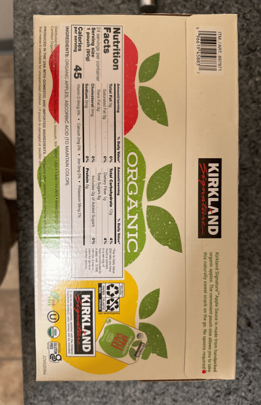 Kirkland Signature Organic Apple Sauce - 24 Pouches