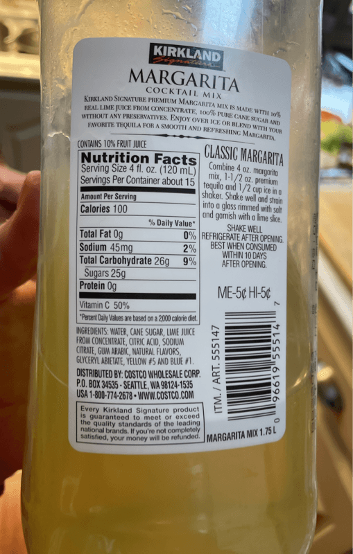 Kirkland Signature Non-Alcoholic Premium Margarita Cocktail Mix Classic Lime