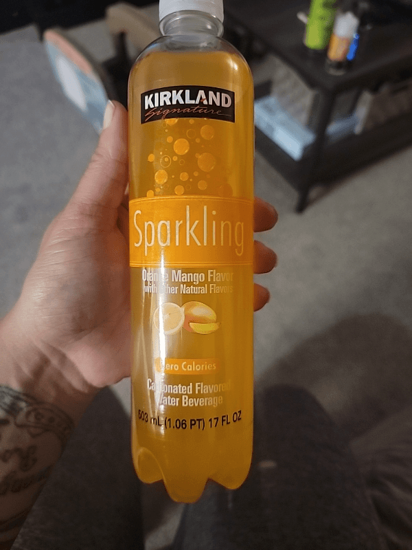 Kirkland Signature Sparkling Orange Mango Flavor Carbonated Flavored Water Beverage