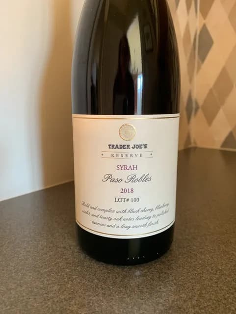 Trader Joe'S 2018 Syrah Reserve Paso Robles