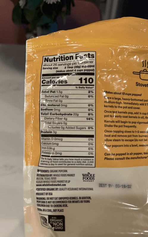 365 Whole Foods Market Organic Yellow Popcorn Kernels