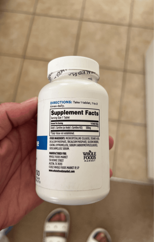 365 Whole Foods Market Acetyl L-Carnitine 100 Vegan