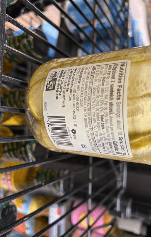 365 Whole Foods Market Organic Kosher Dill Sandwich