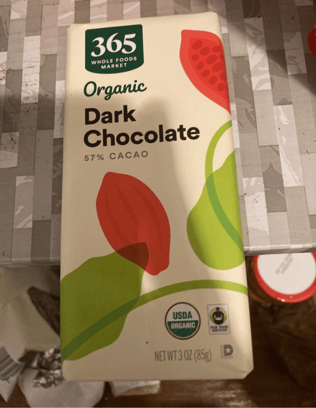 365 Whole Foods Market Organic Dark Chocolate 57% Cacao