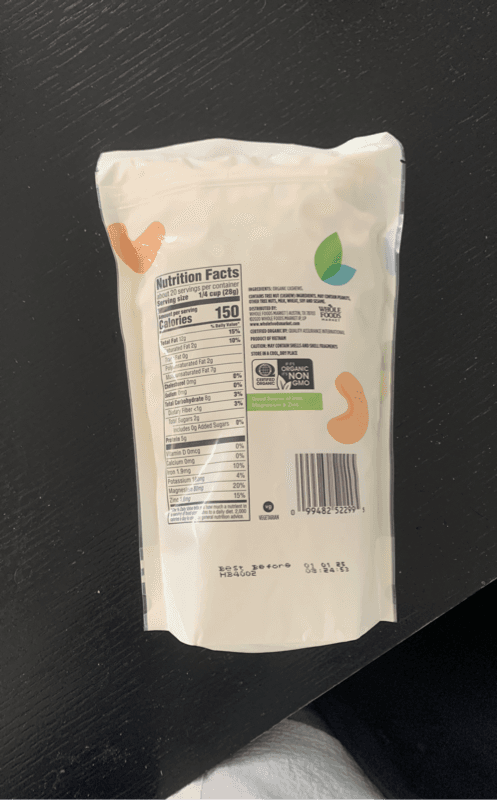 365 Whole Foods Market Organic Cashews Unroasted & Unsalted