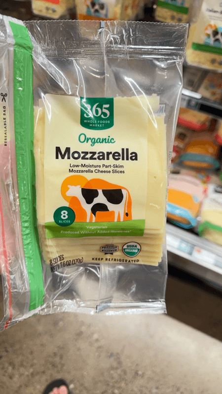 365 Whole Foods Market Organic Mozzarella Low-Moisture Part-Skim Mozzarella Cheese