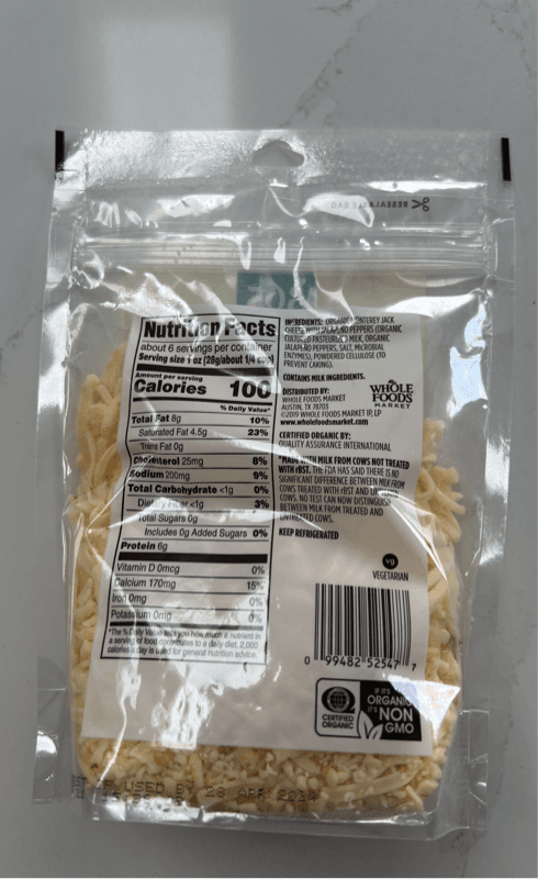 365 Whole Foods Market Organic Pepper Jack